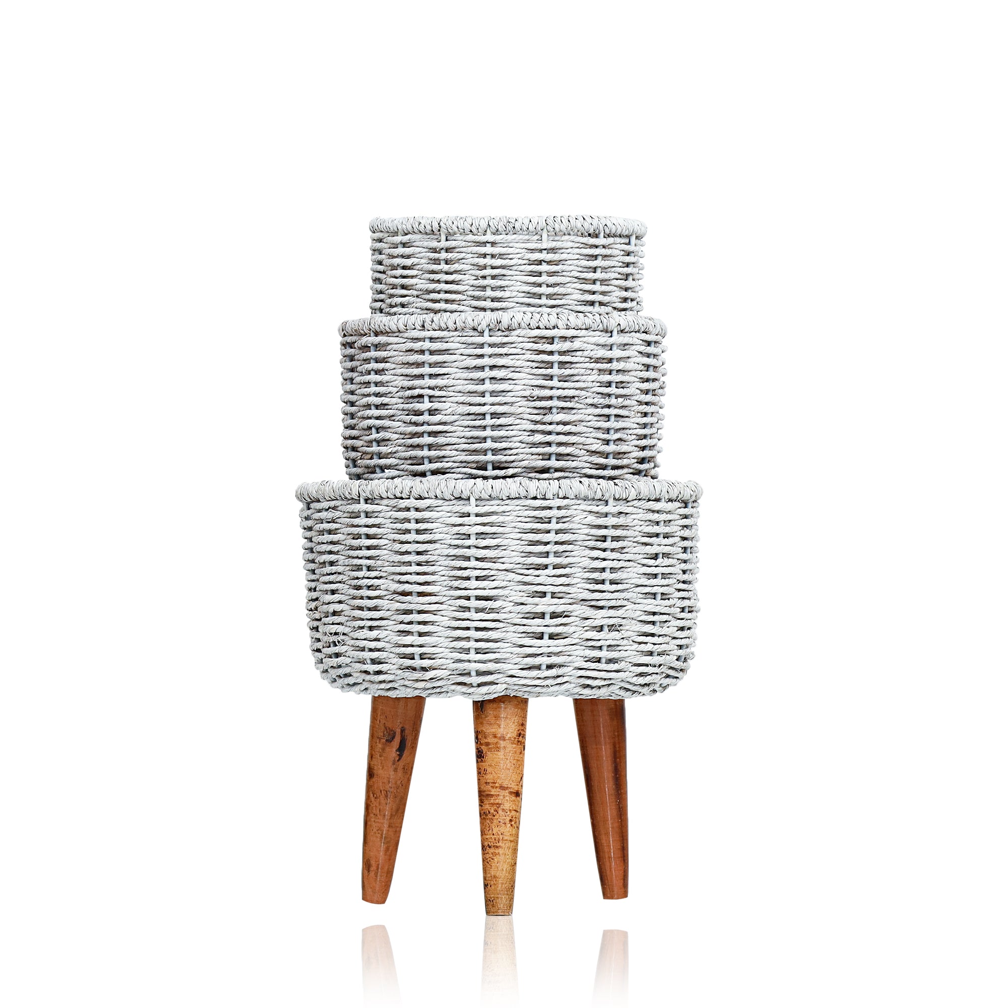 Hearth Jute Planter (Set of 3) (White)