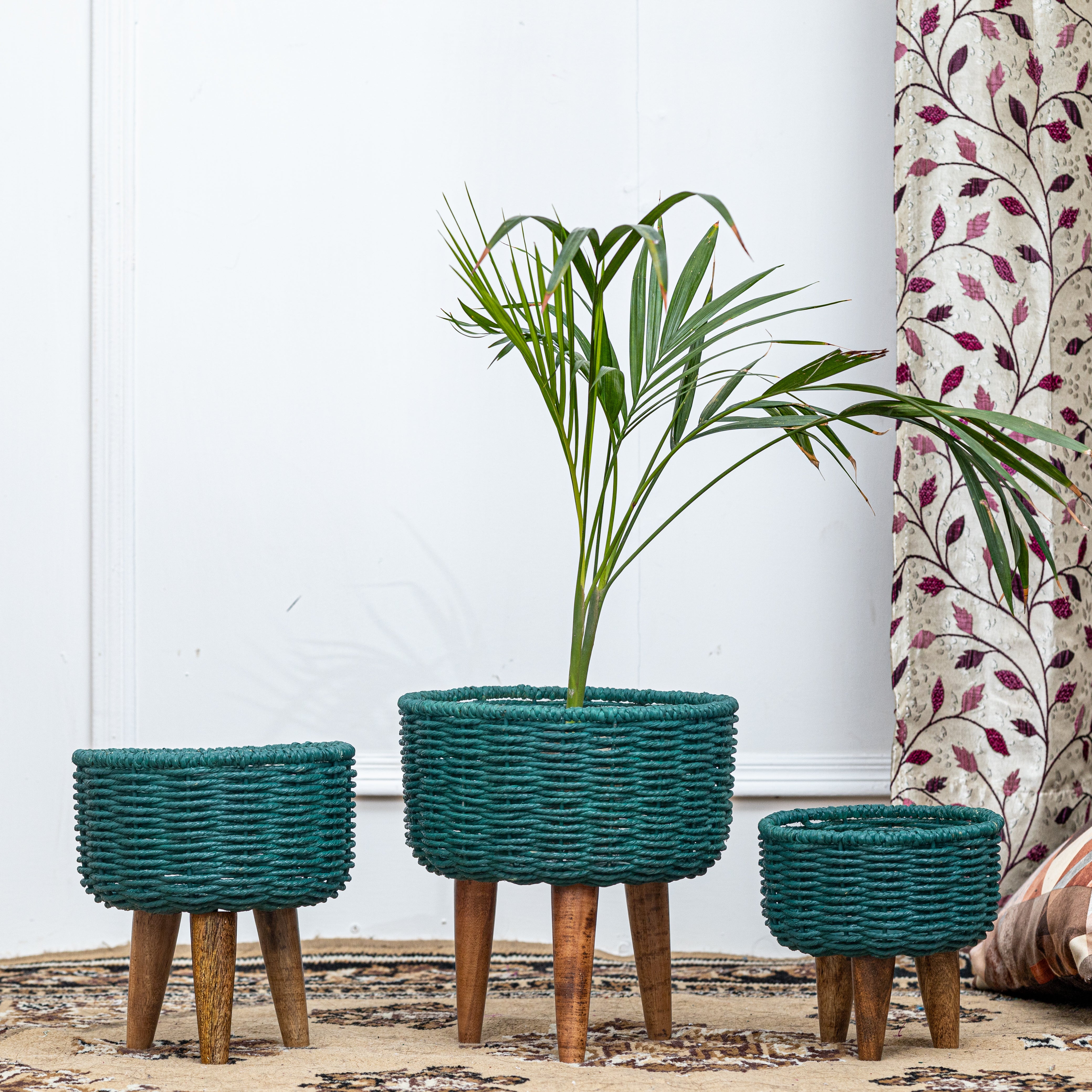 Hearth Jute Planter (Set of 3) (Green)