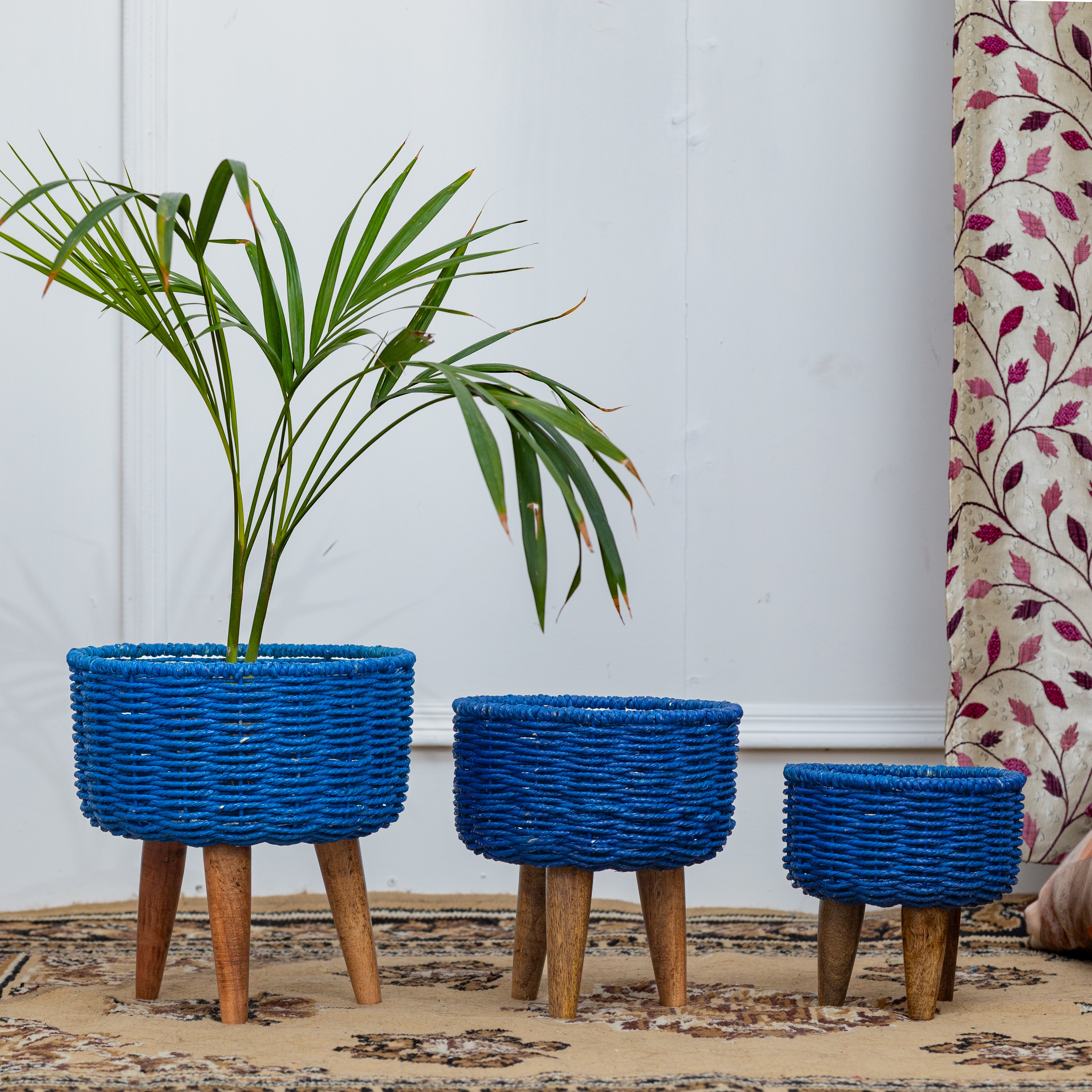 Hearth Jute Planter (Set of 3) (Blue)