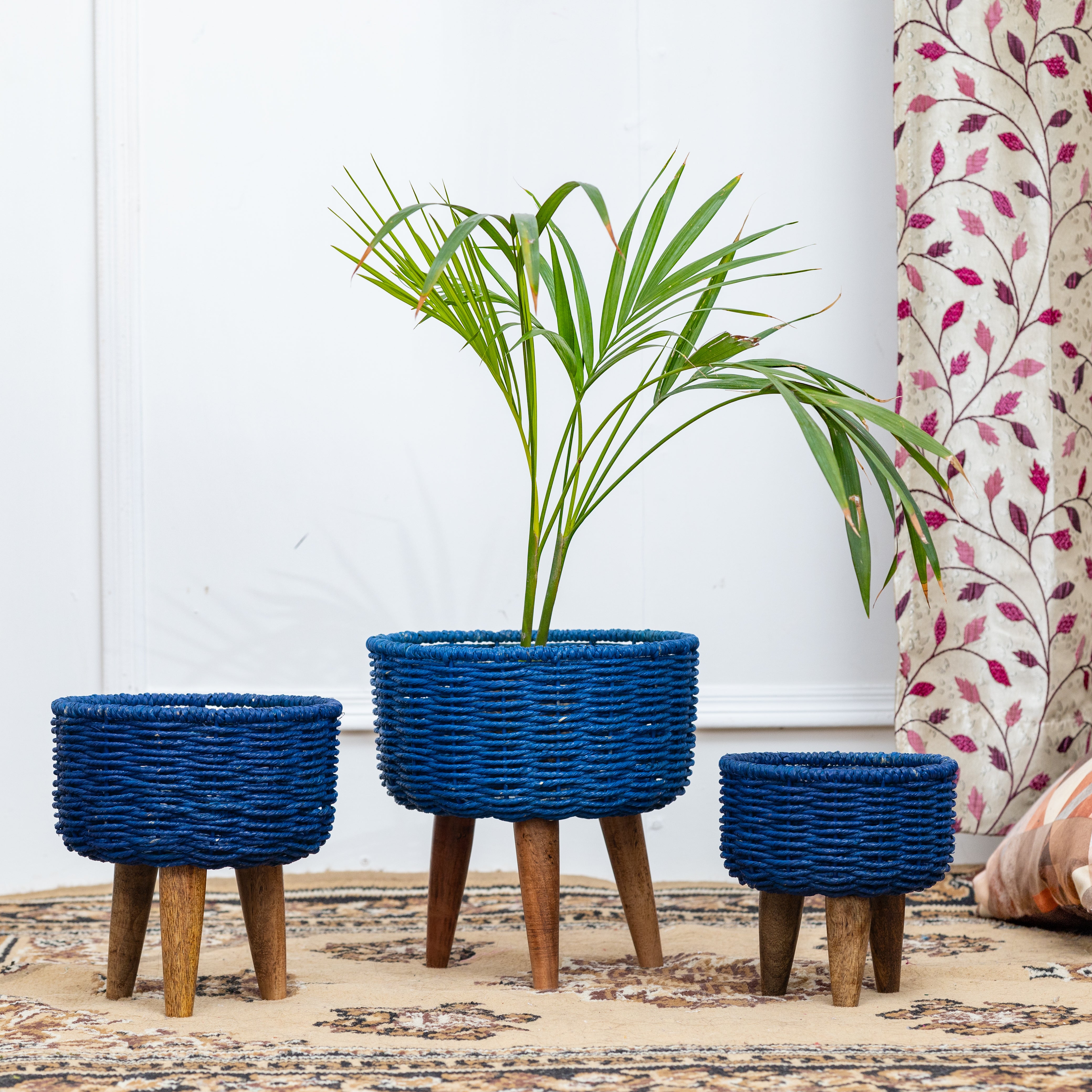 Hearth Jute Planter (Set of 3) (Blue)