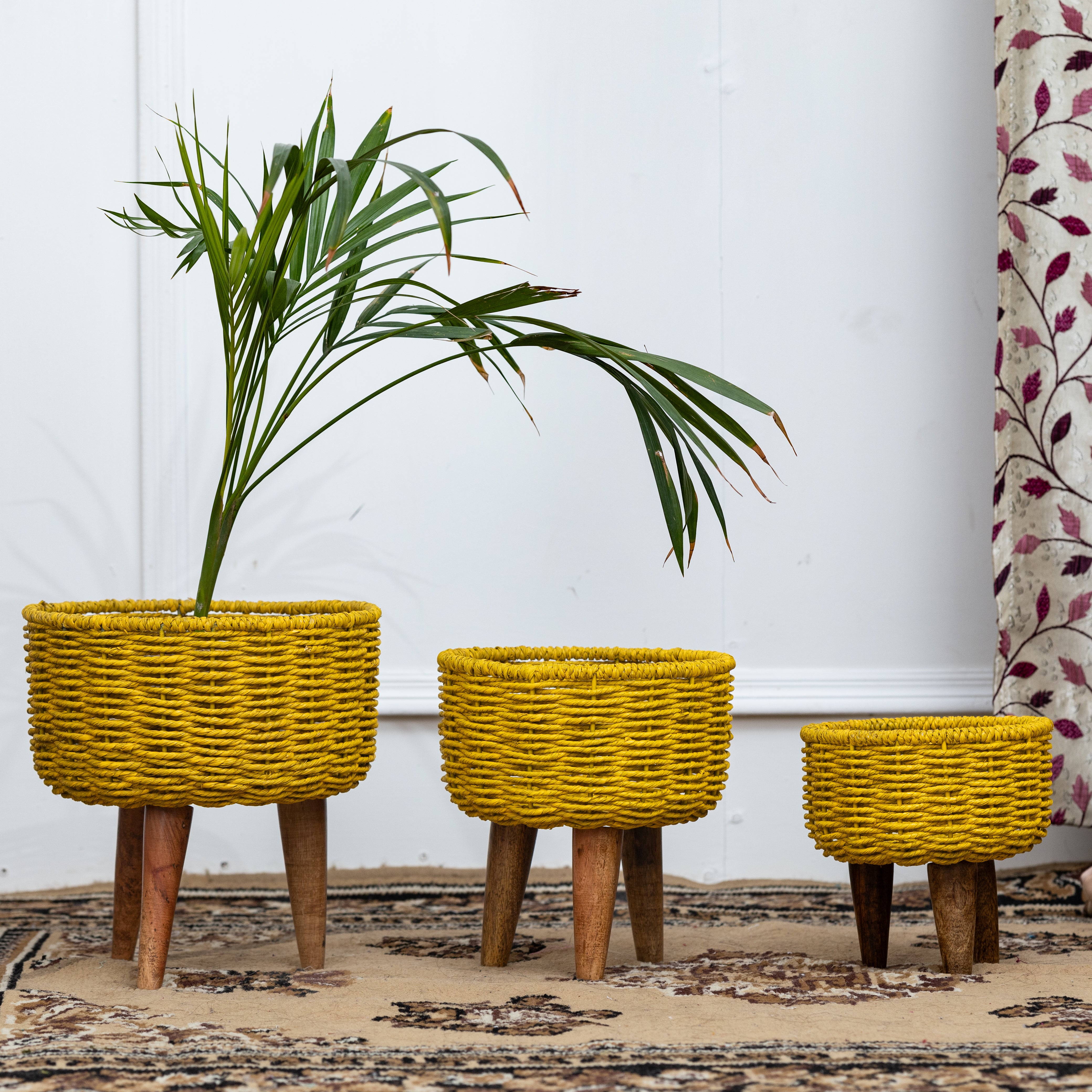 Hearth Jute Planter (Set of 3) (Yellow)