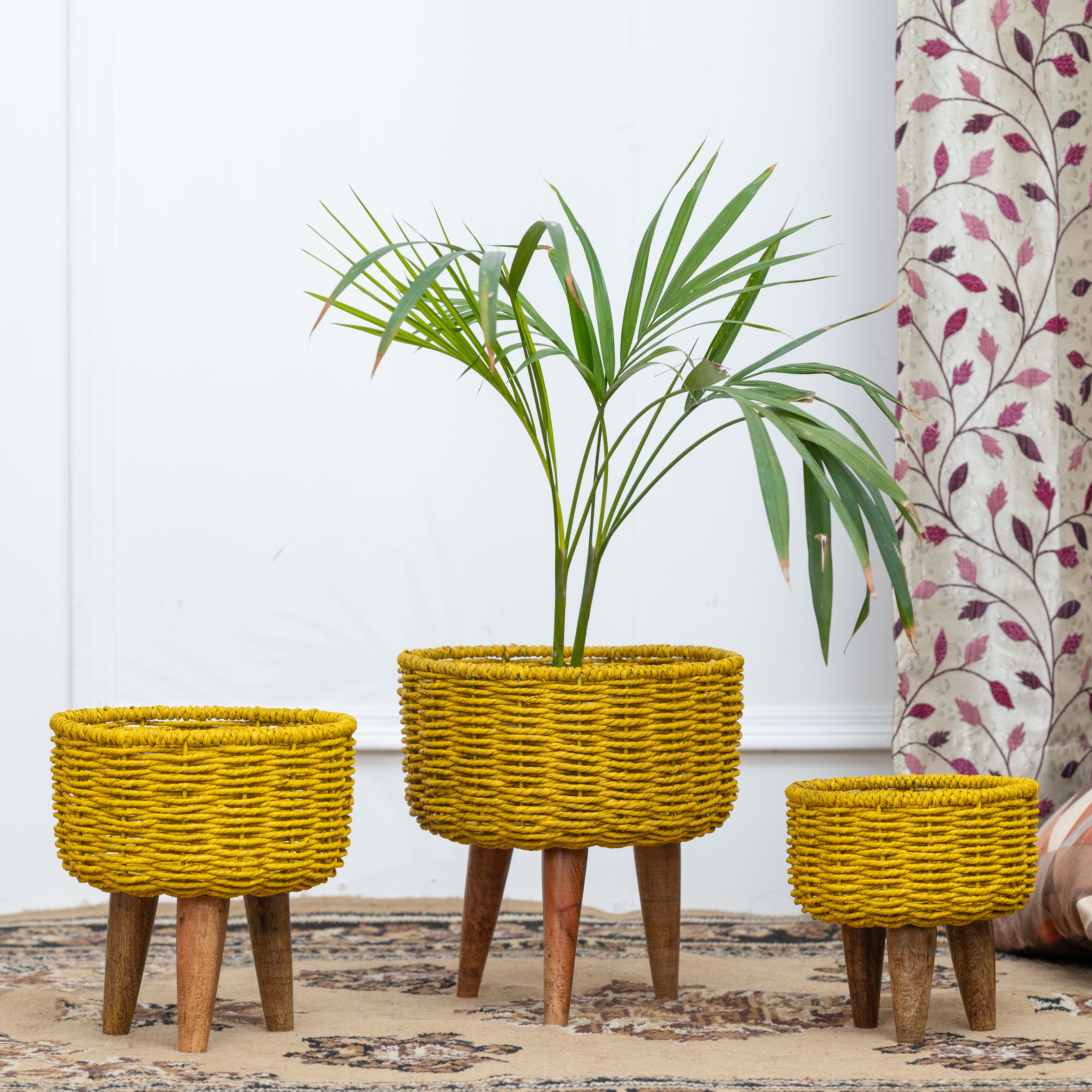 Hearth Jute Planter (Set of 3) (Yellow)