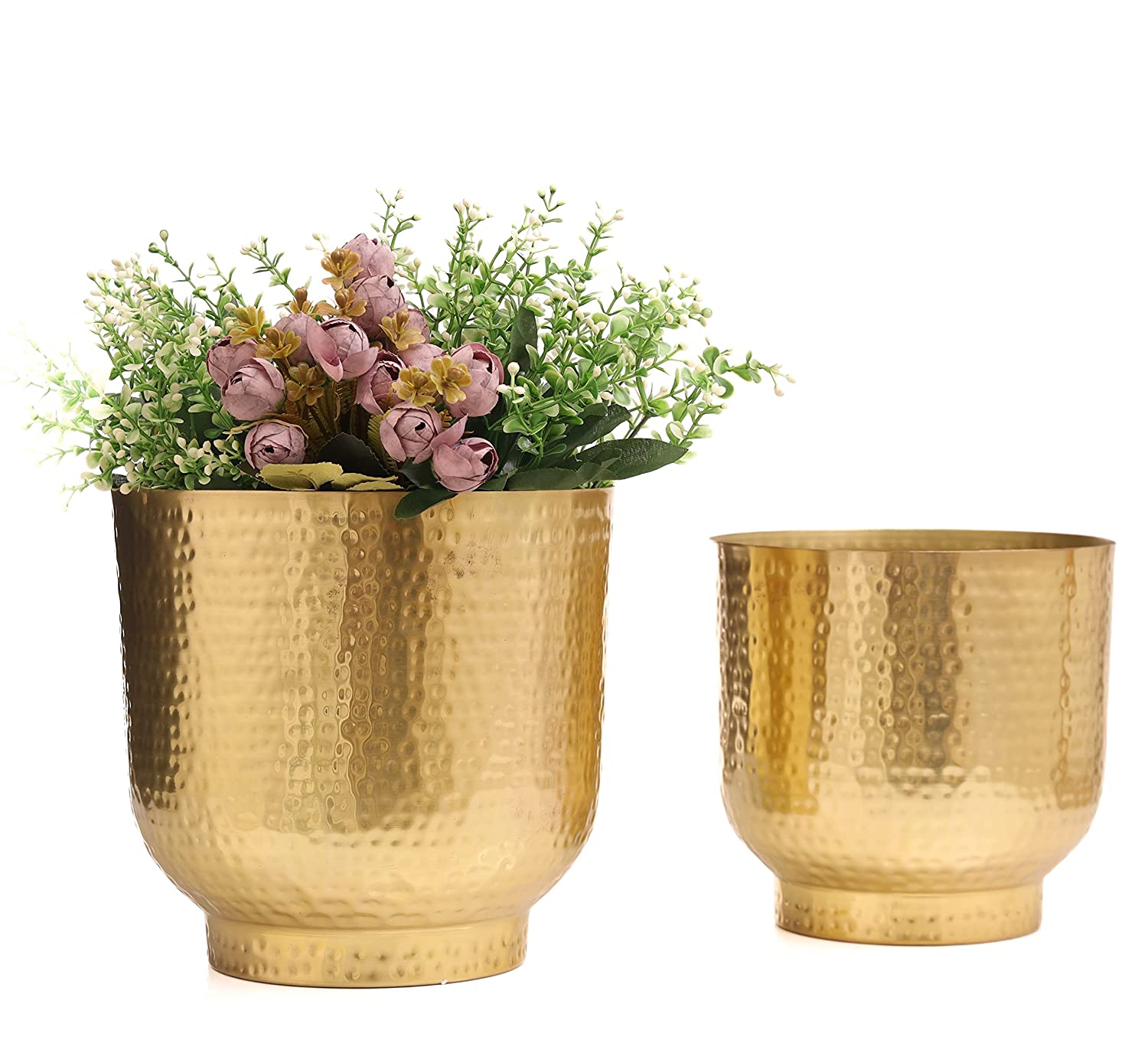 Mist Gold Planters with Hammered Texture (Pack of 2)