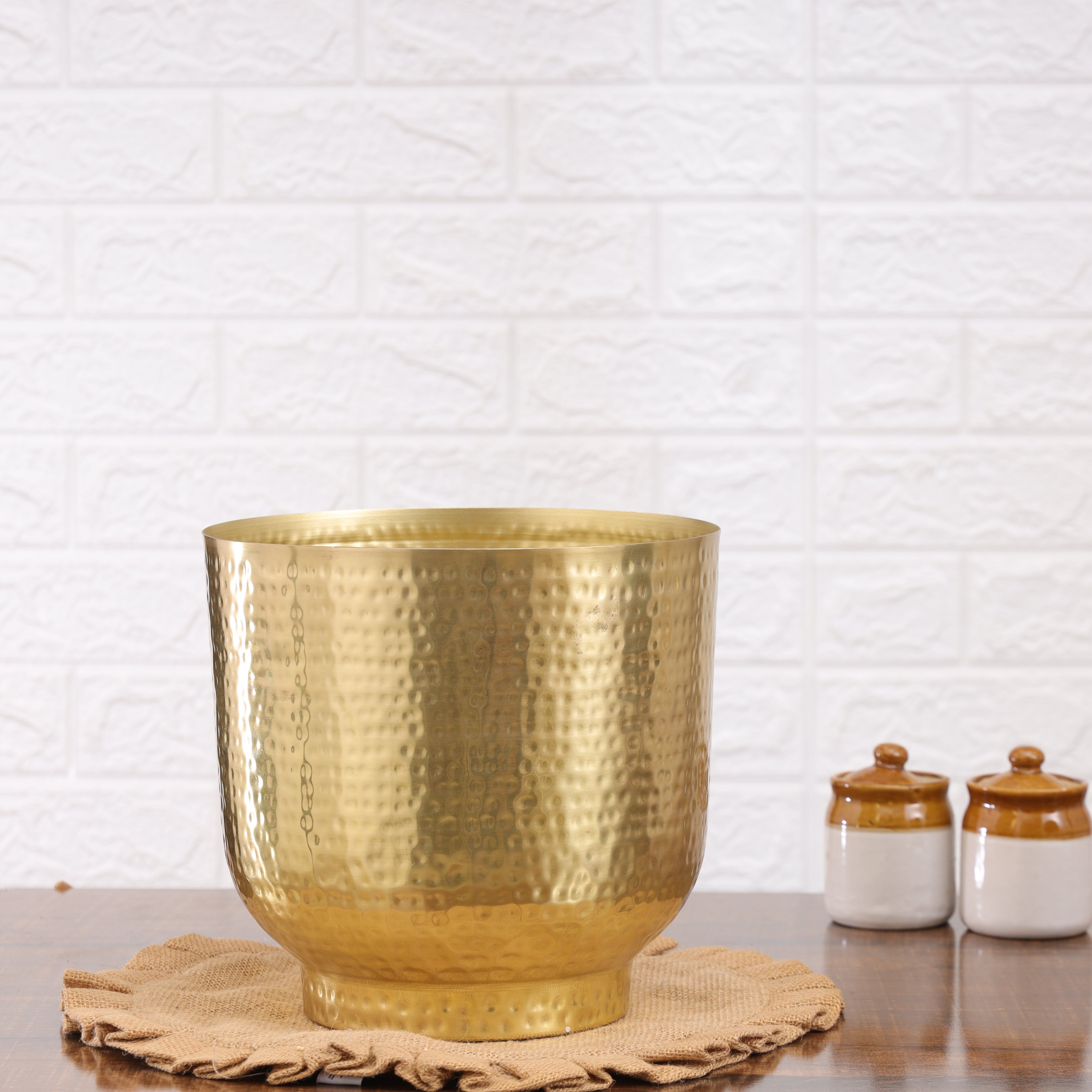 Mist Gold Planters with Hammered Texture (Pack of 1)