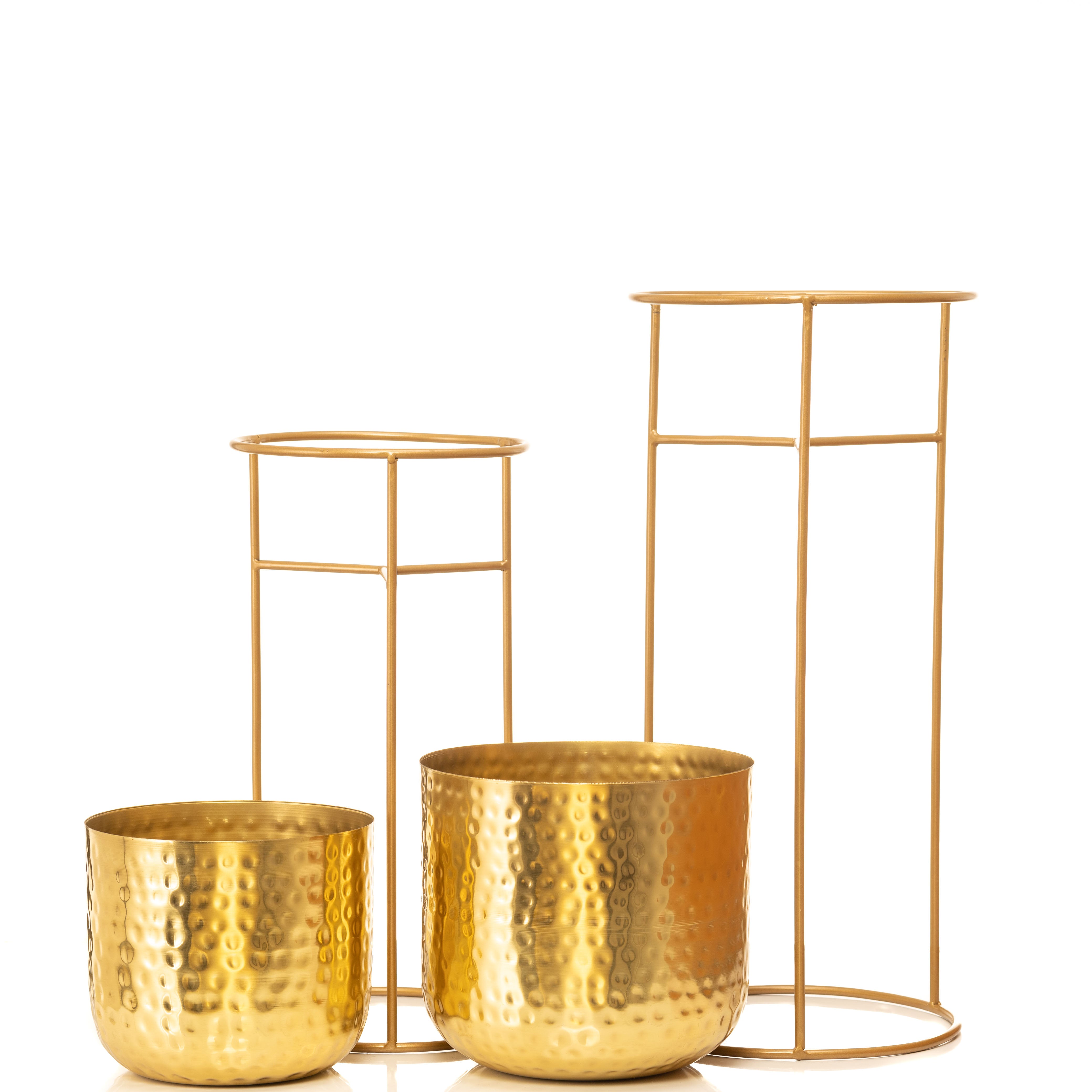 Allura Gold Hammered Set Planter (Set of 2)