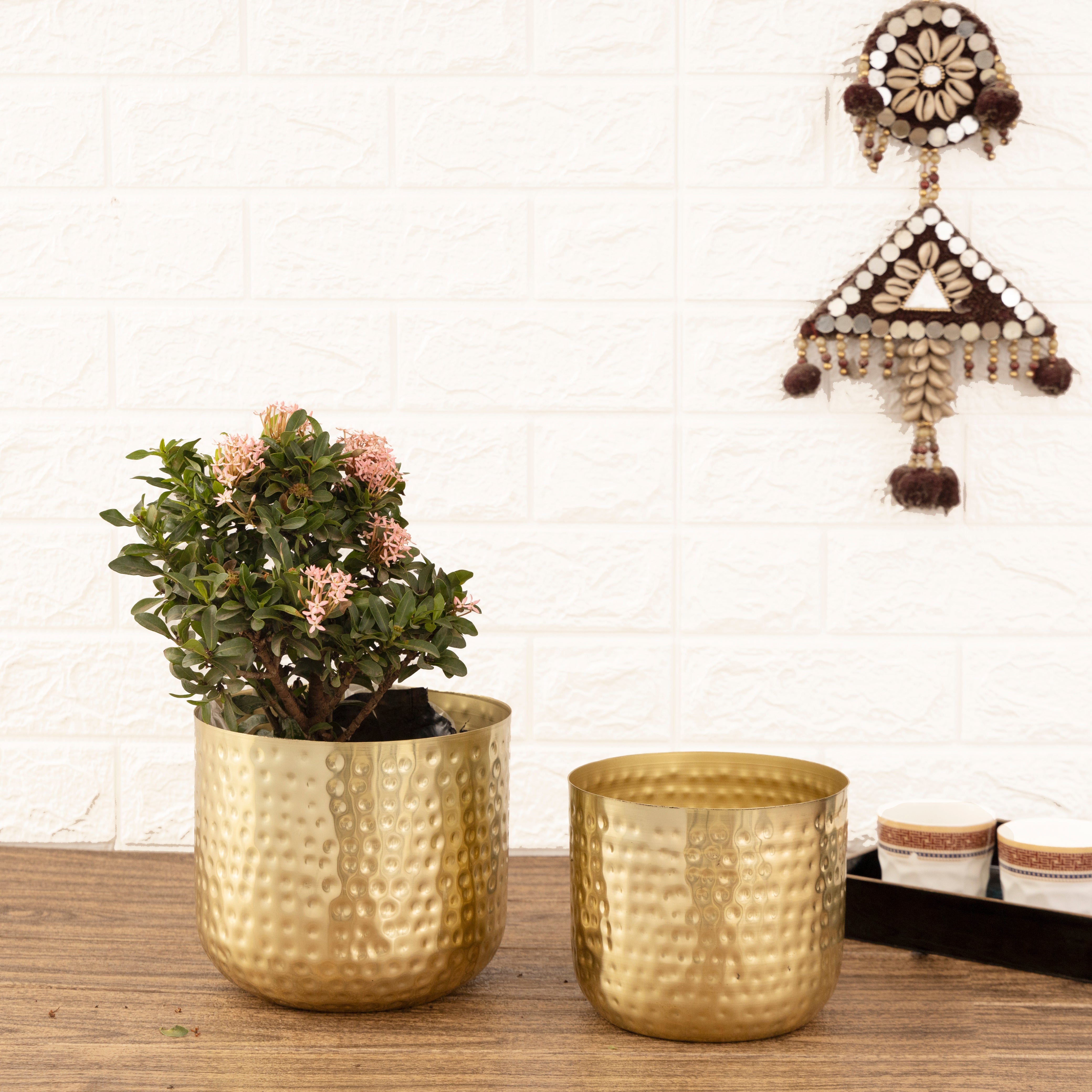 Luxe Gold Hammered Planters